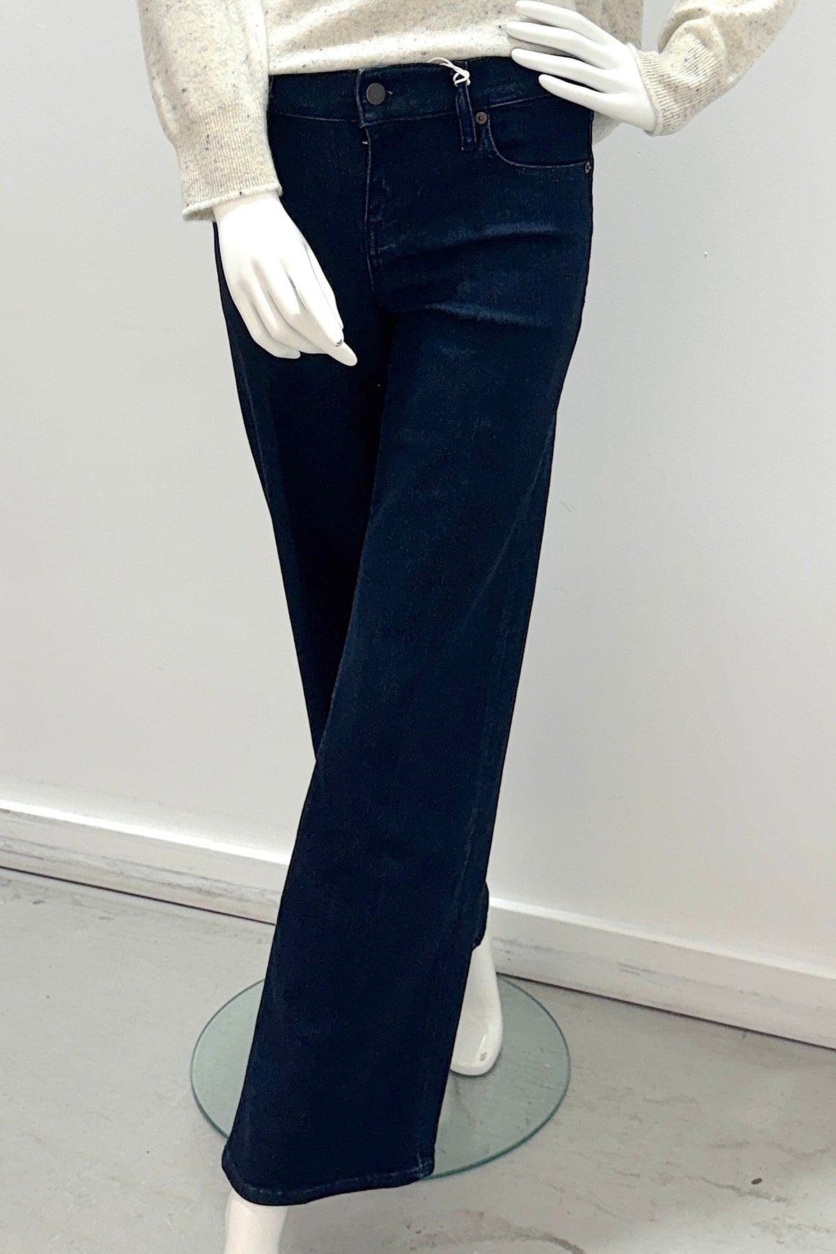 Pantalon Palazzo Slim taille basse Frame, finition brillante