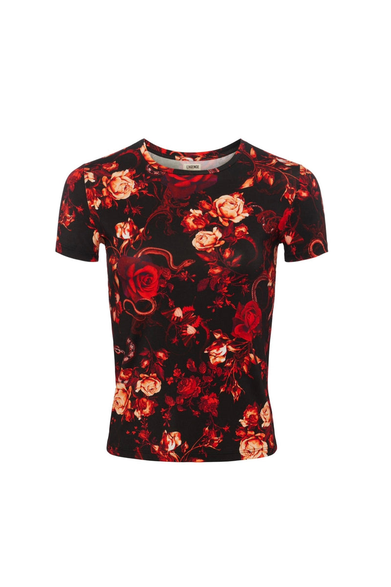 L'Agence Ressi Crew Baroque Floral Top