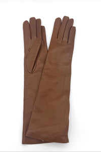 Cinzia Rocca Long Nappa Leather Gloves Tobacco