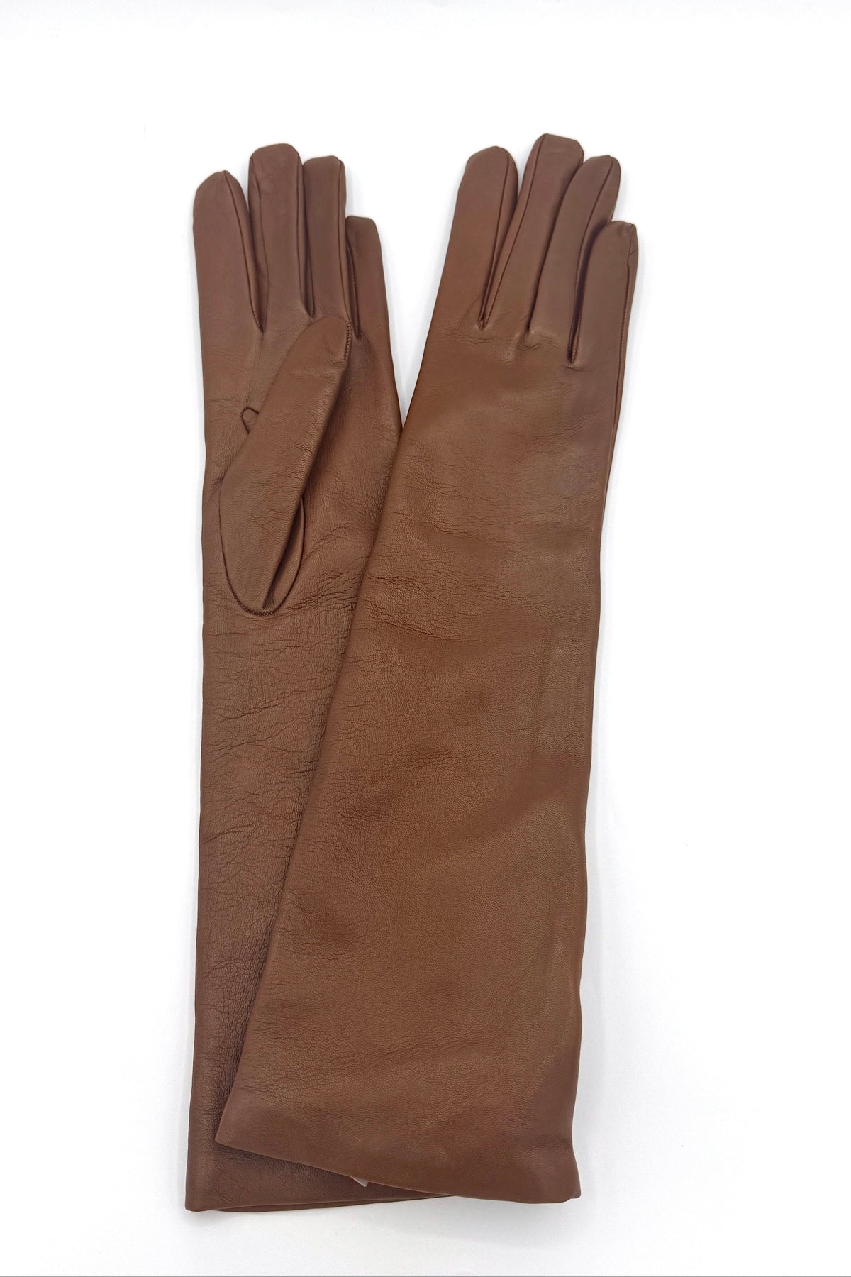 Cinzia Rocca Long Nappa Leather Gloves Tobacco