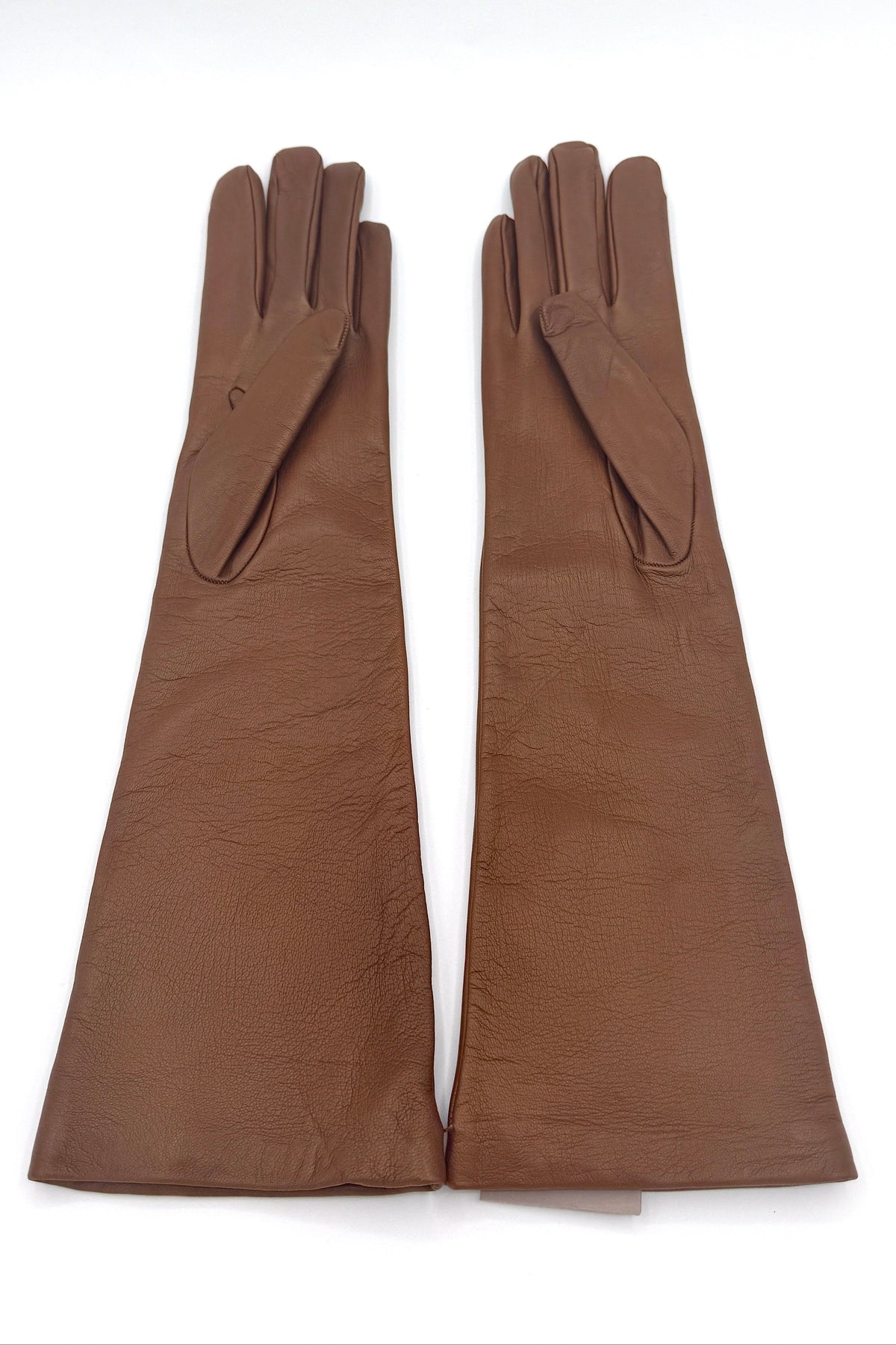 Cinzia Rocca Long Nappa Leather Gloves Tobacco