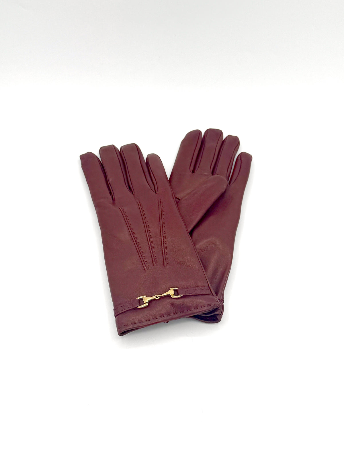Cinzia Rocca Nappa Leather Gloves with Band and Hook Bordeaux