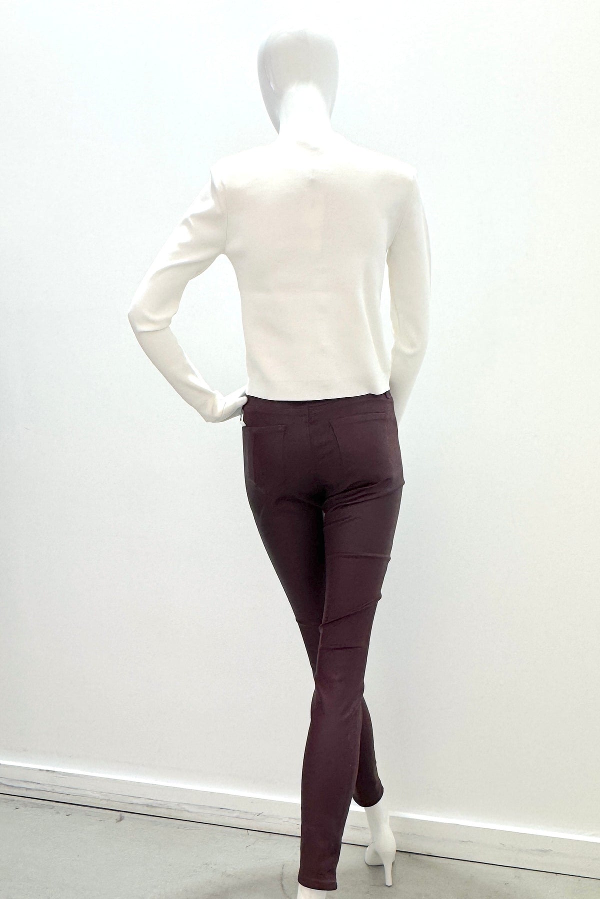 L'Agence 2352PDDC-DPSC Jean skinny taille haute Marguerite enduit Deep Sangria