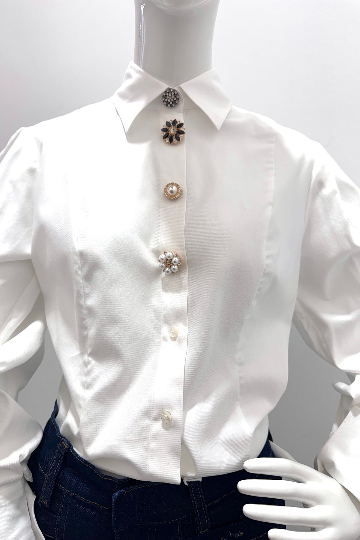 Embellished Pearl & Crystal Button Set of 4