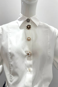 Embellished Pearl & Crystal Button Set of 4