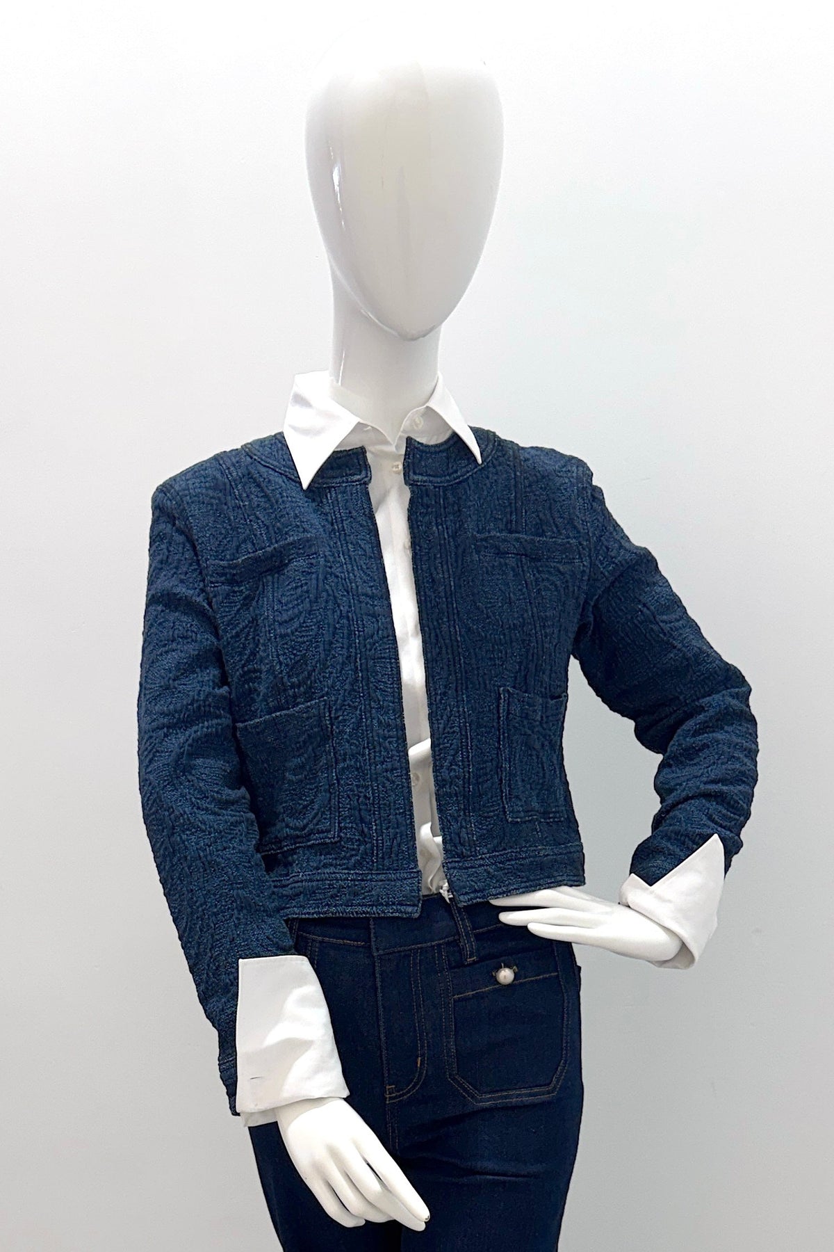 L'Agence 10176IJB-BLFD Veste courte sans col Glenda Bloomfield