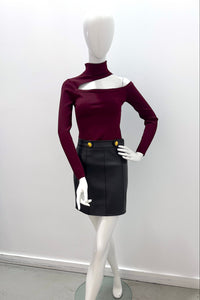 L'Agence 80049NXC2-MRLR Haut en maille à découpes Azia rouge merlot