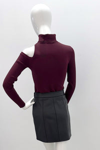 L'Agence 80049NXC2-MRLR Haut en maille à découpes Azia rouge merlot