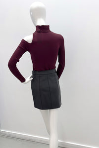 L'Agence 80049NXC2-MRLR Haut en maille à découpes Azia rouge merlot