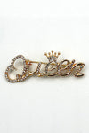 Tres Chic Queen Writing Brooch with Rhinestones