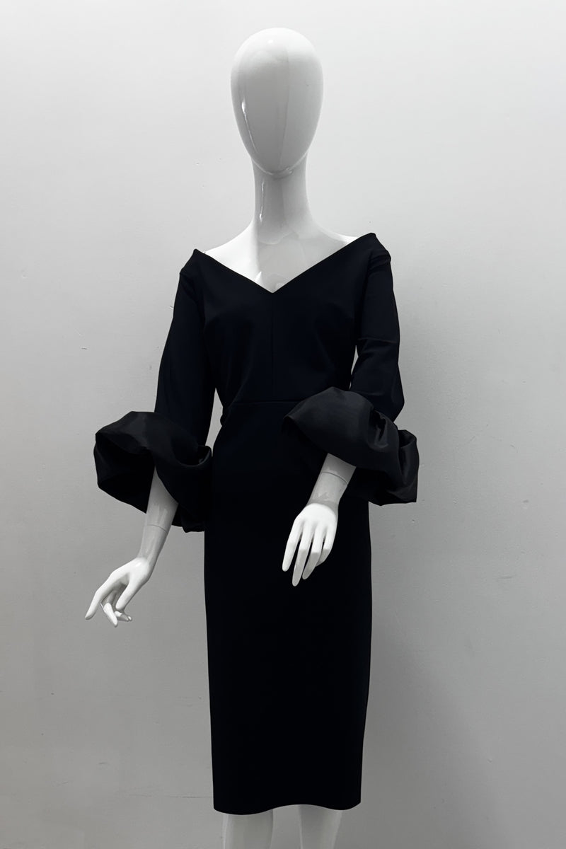 Greta Constantine Sloane V-Neck Contrast Cuff Dress