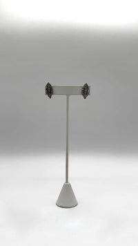 Tres Chic Silver-Crystal Single Leaf Earring