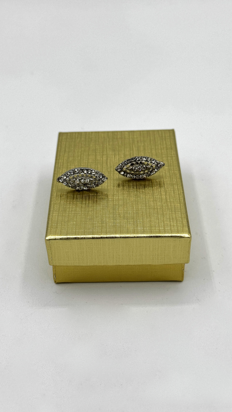 Tres Chic Silver-Crystal Single Leaf Earring