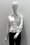 Purotatto Tie Waist Hidden Buttons Silk Blouse