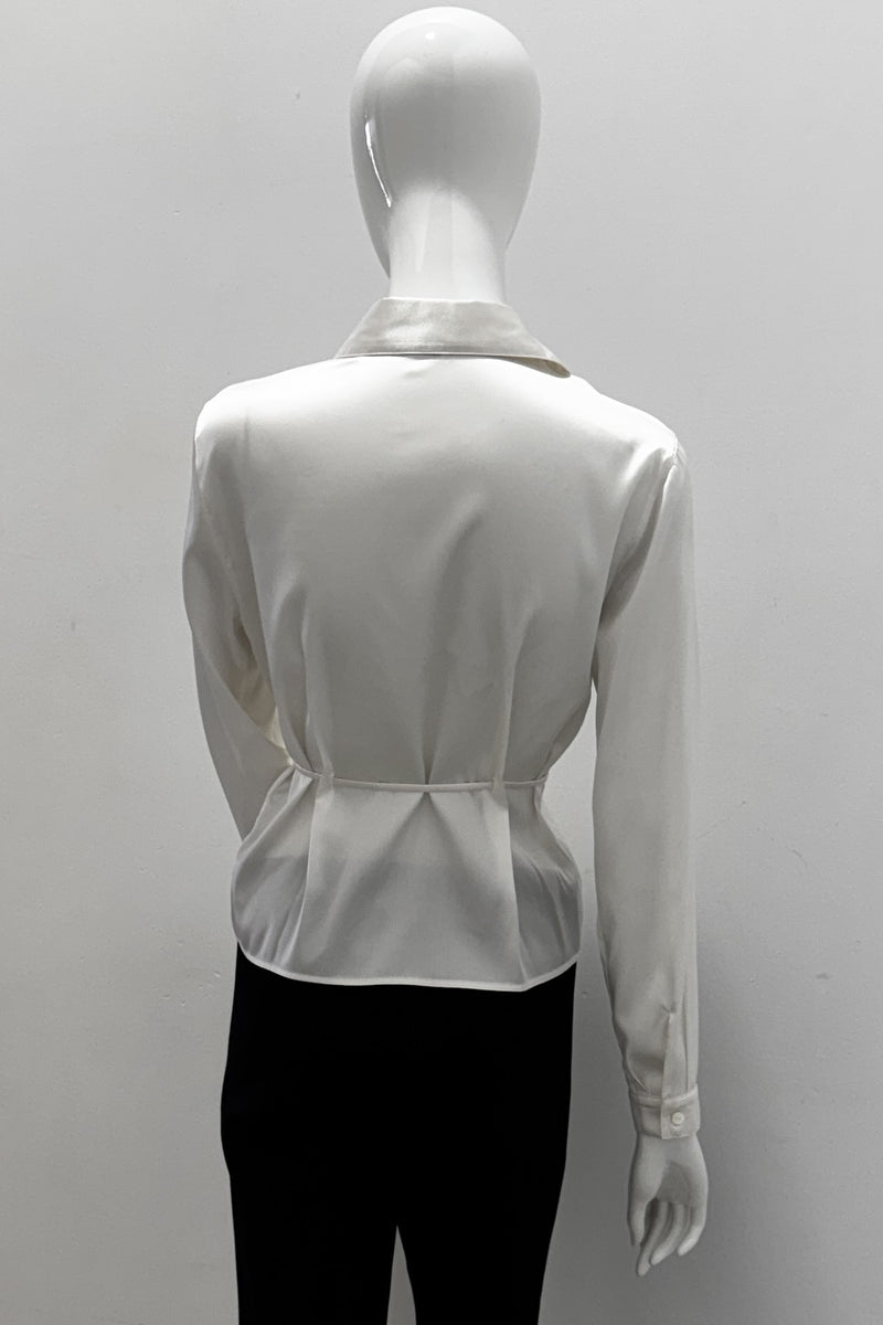 Purotatto Tie Waist Hidden Buttons Silk Blouse