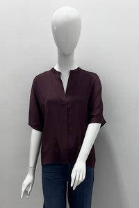 Repeat Relaxed Short-Sleeve Silk Blouse