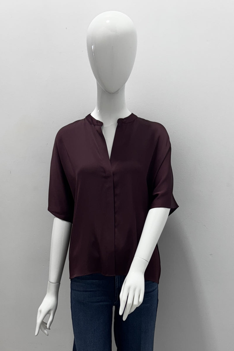 Repeat Relaxed Short-Sleeve Silk Blouse