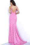 V Neck Fitted Gown With High Slit