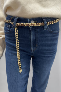 Brave Leather Simple Chain Belt Spice Nappa