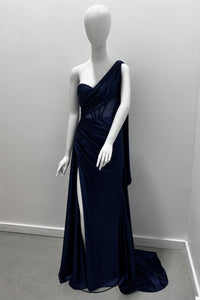 Jessica AngelSatin Gown with Sheer Corset