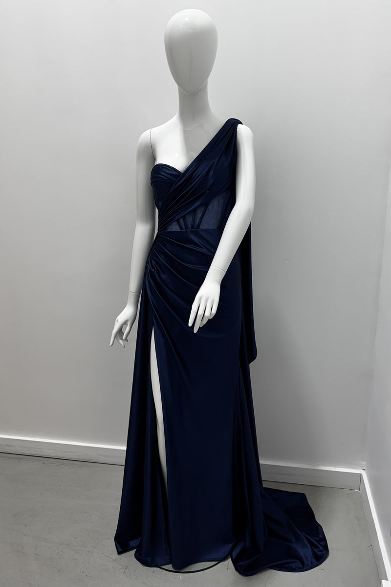 Jessica AngelSatin Gown with Sheer Corset