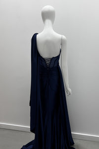 Jessica AngelSatin Gown with Sheer Corset