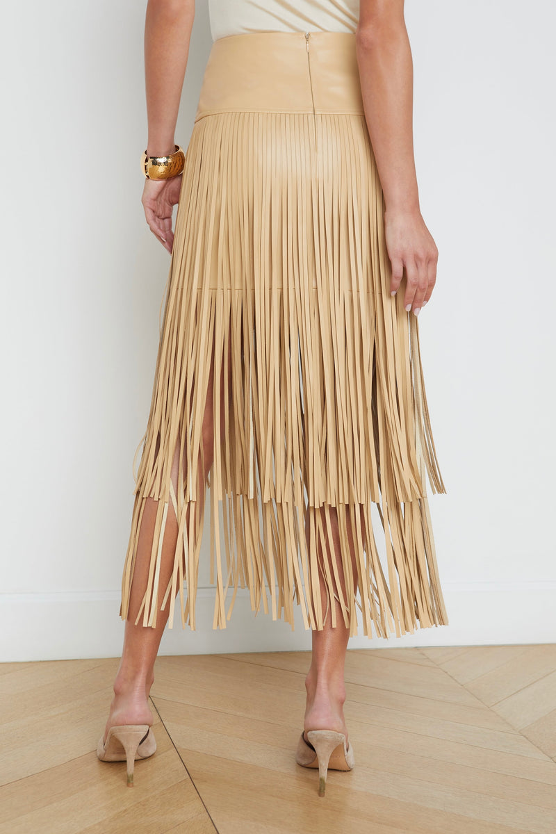 L'Agence Karolina Fringe Vegan Leather Skirt