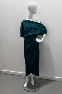 Theia Rayna One Shoulder Draped Gown