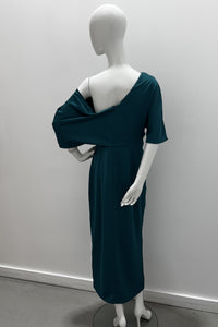 Theia Rayna One Shoulder Draped Gown