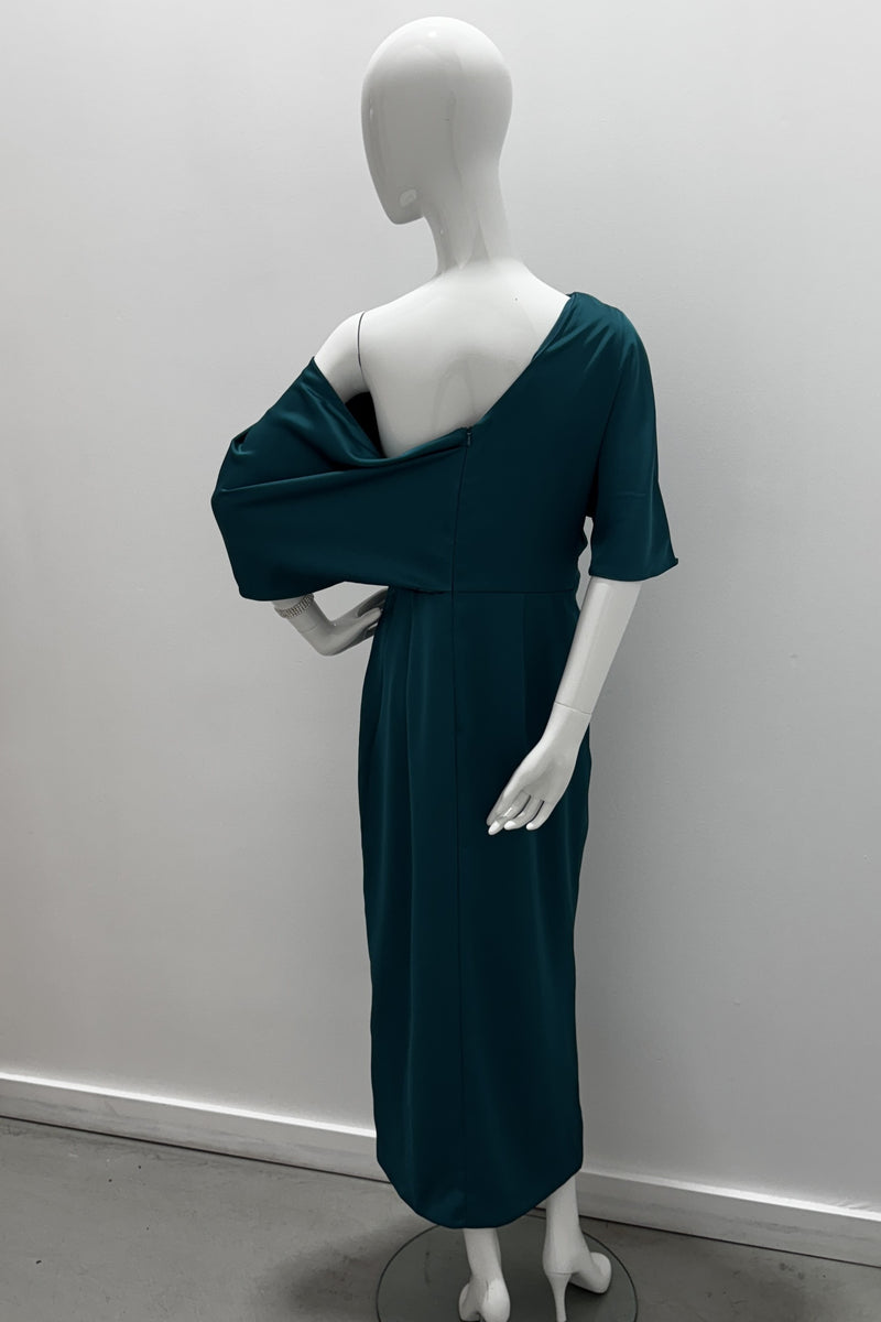 Theia Rayna One Shoulder Draped Gown