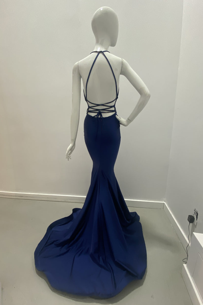 Sleeveless Mermaid Gown with Crisscross Back