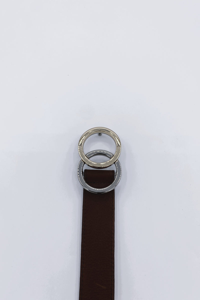 Brave Leather Otir Double Circle Buckle Belt