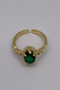 Athena Gold-Plated Brass Ring With Emerald Zirconia