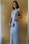 High Slit Backless V-Neck Sleek Gown