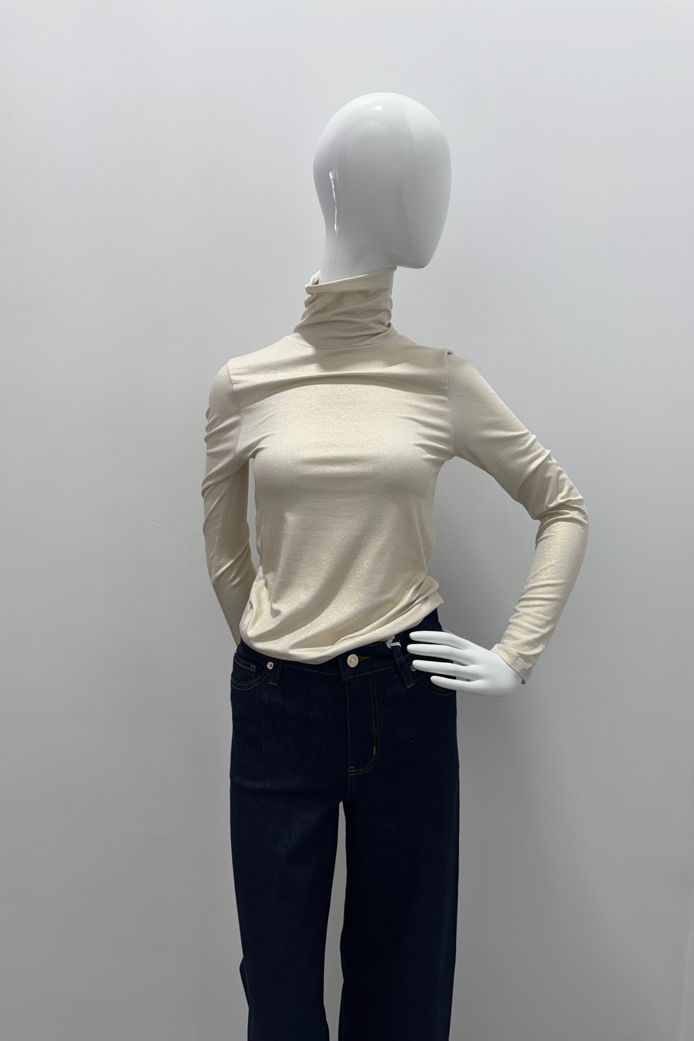 Majestic Filatures Soft Touch Metallic Turtleneck White