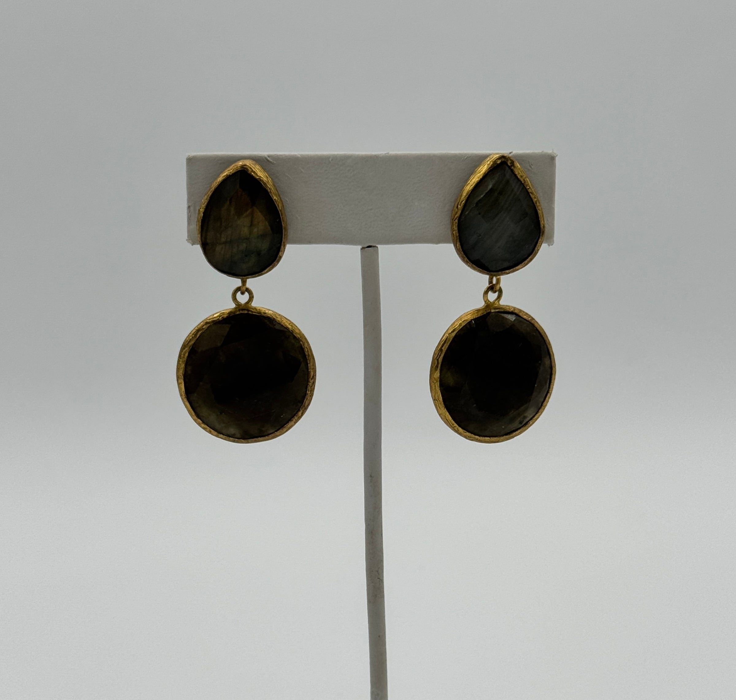 Boucles d'oreilles plaquées or avec topaze brune Tres Chic