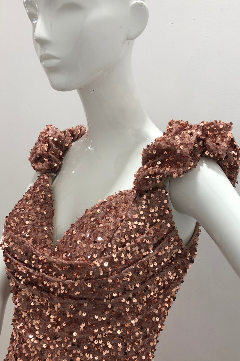 Off the Shoulder Sequin Gown