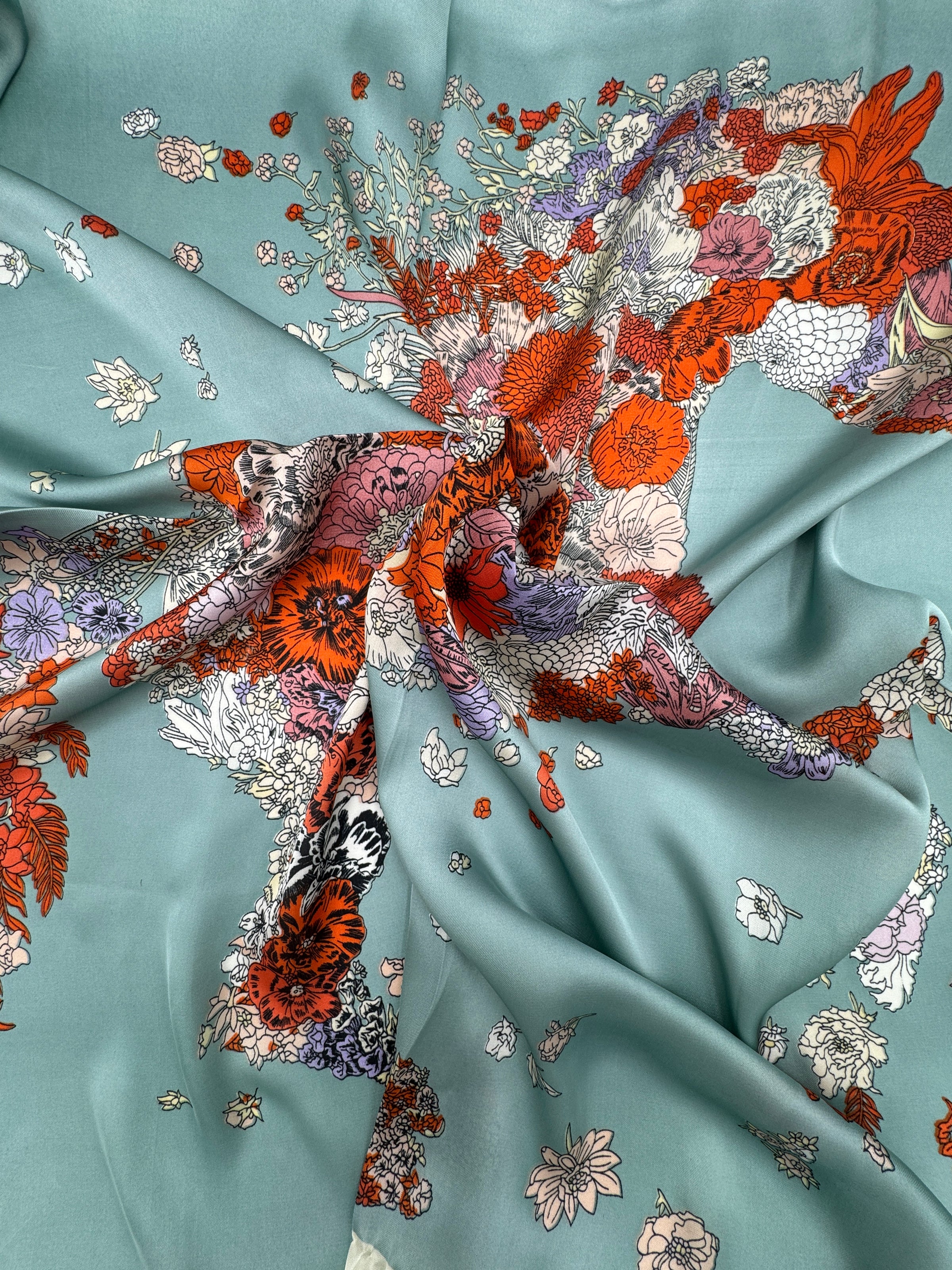 Floral Symphony Silk Scarf