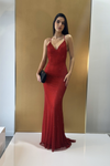 High Slit Backless V-Neck Sleek Gown