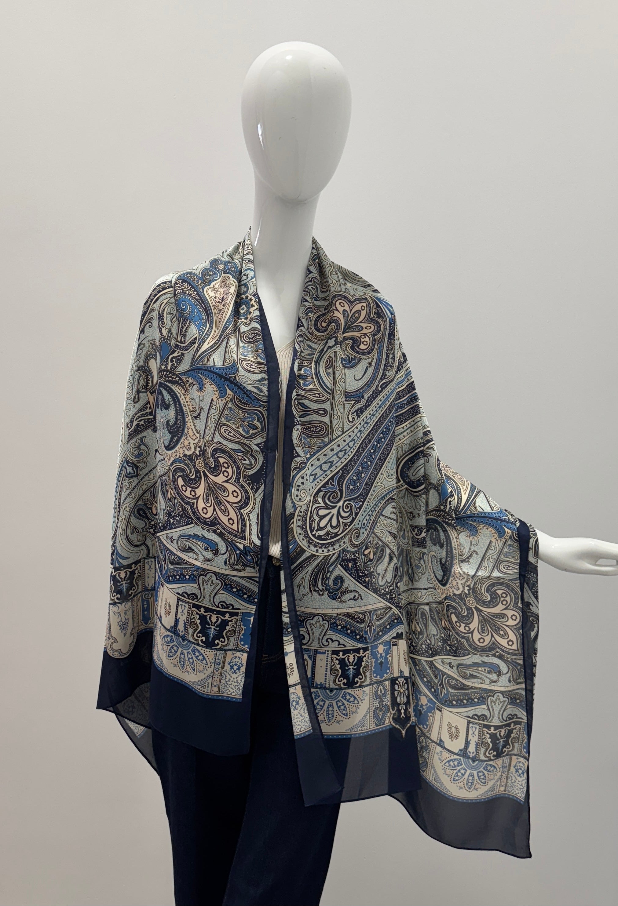 Midnight Paisley Silk Scarf