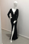 Scrunched V Front Long Sleeve Gown