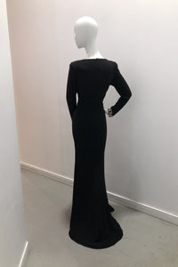 Scrunched V Front Long Sleeve Gown