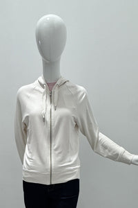 Majestic Filatures French Terry Zip Front Hoodie Cream