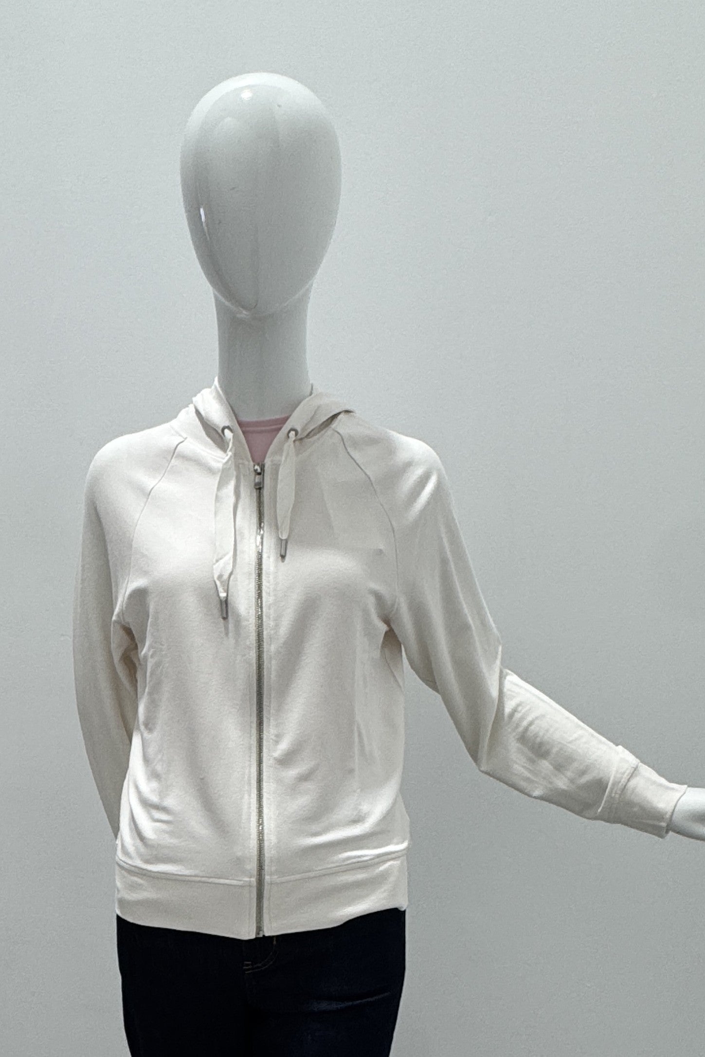 Majestic Filatures French Terry Zip Front Hoodie Cream