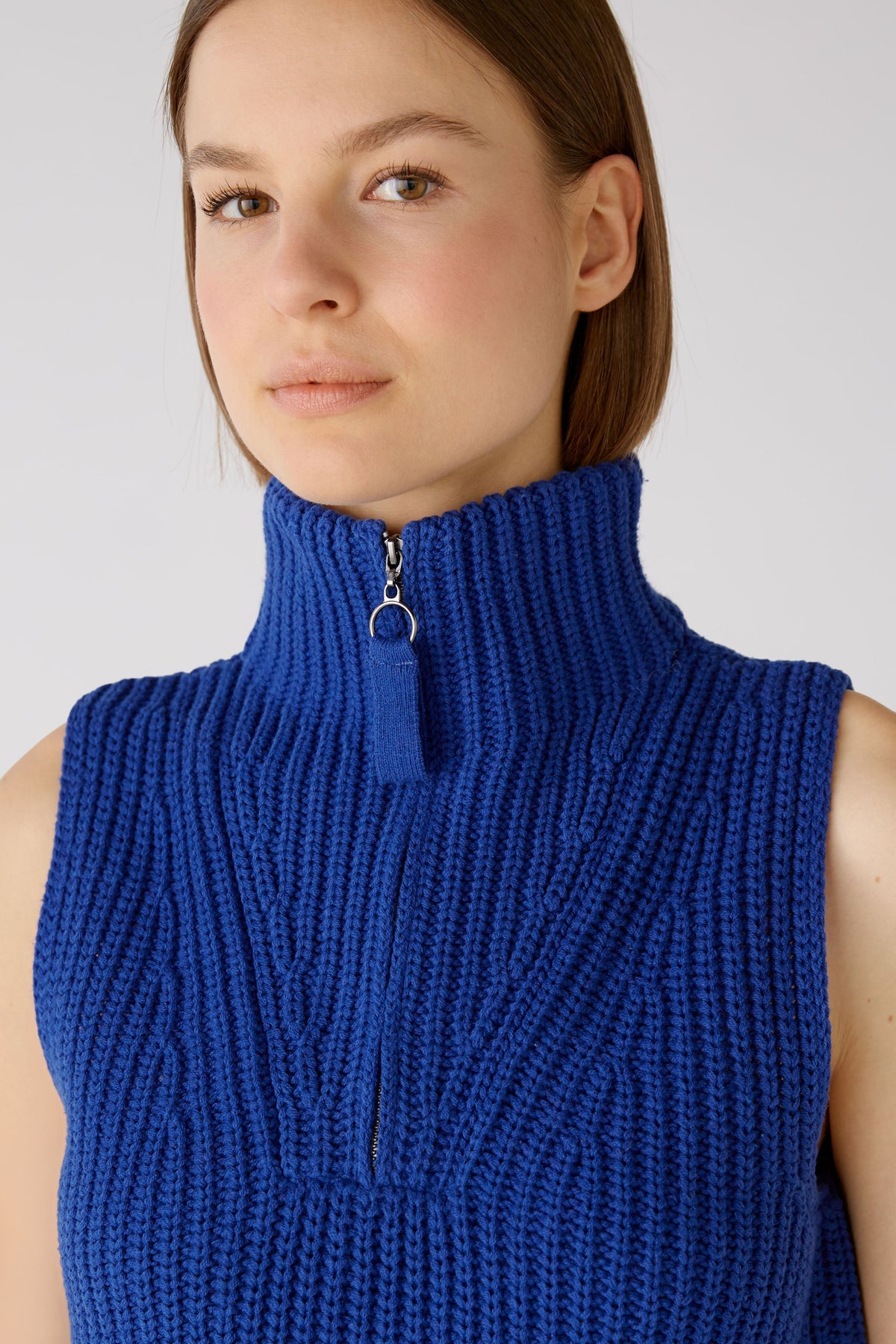 Oui Ribbed Sleeveless Troyer Jumper