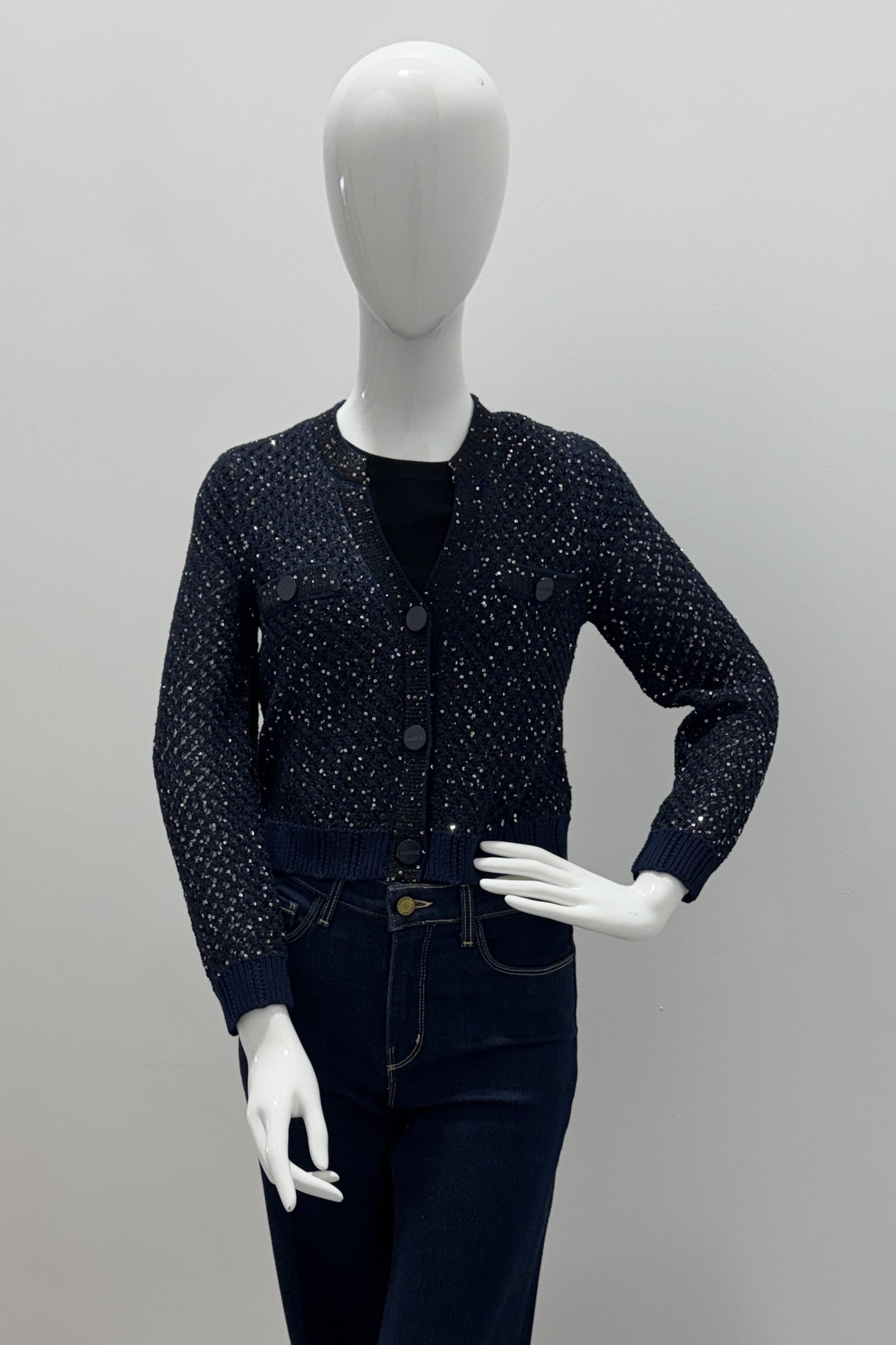 Cardigan à Paillettes L'Agence Blanca Minuit/Argenté