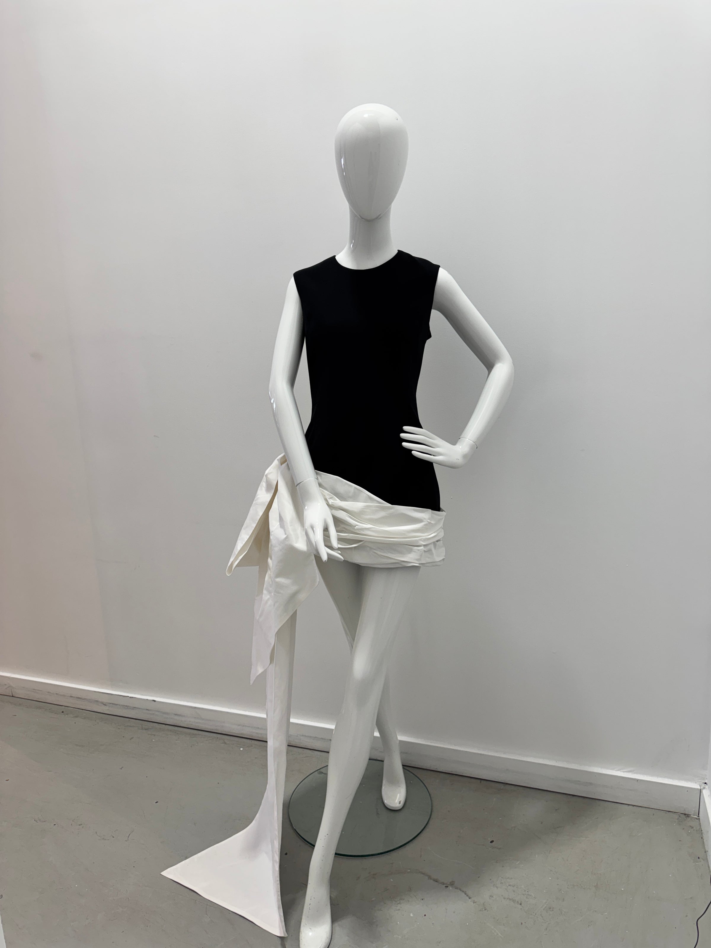 Catherine Regehr Jackie Dress with Taffeta Skirt in Black/White