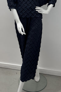 Meimeij Pants Geometric Plisse Midnight Blue