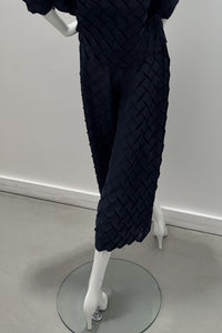 Meimeij Pants Geometric Plisse Midnight Blue