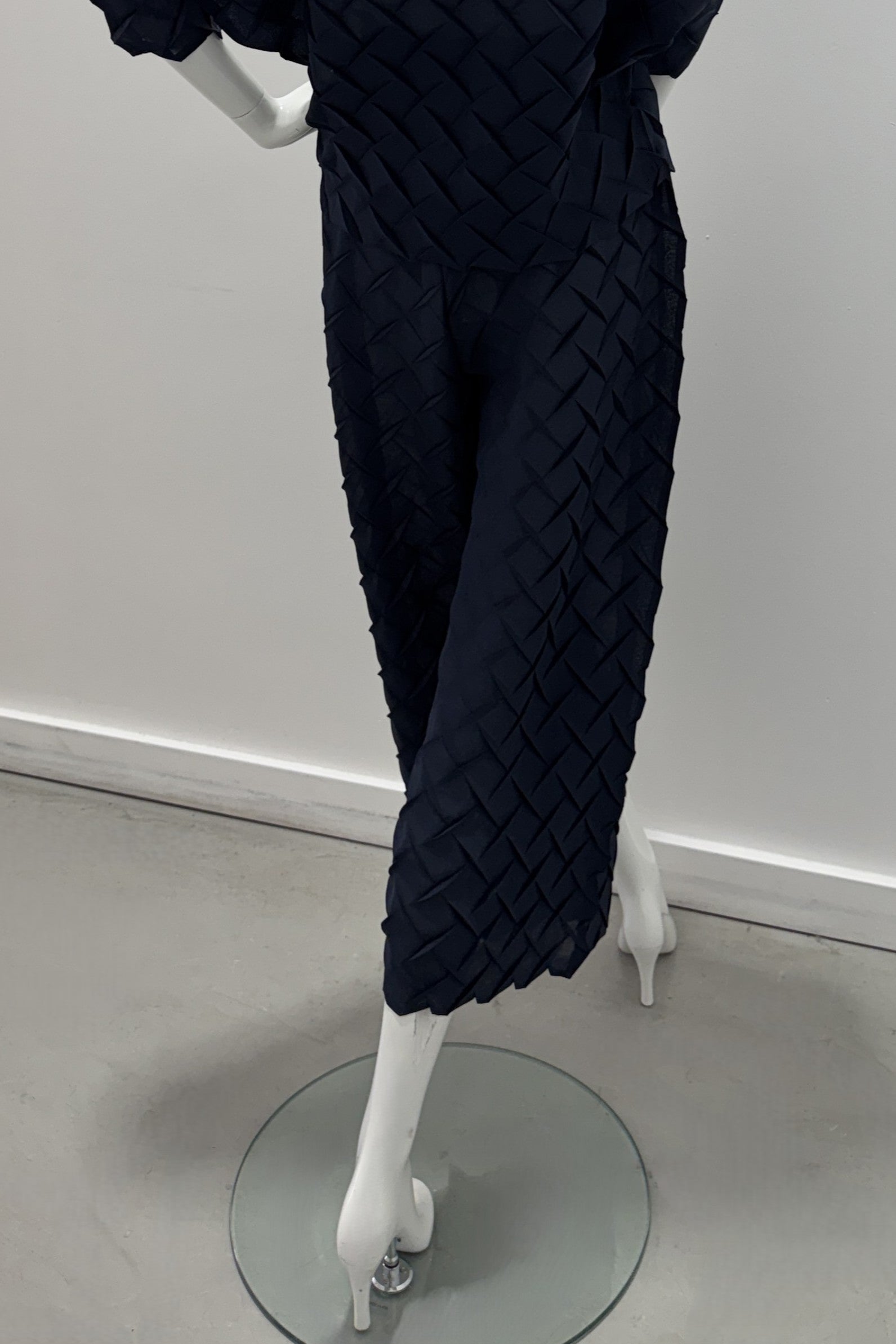 Meimeij Pants Geometric Plisse Midnight Blue